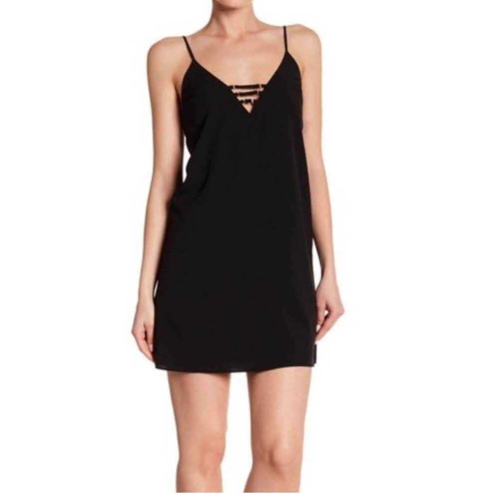 Women’s Haute Hippie Little Black Strappy Mini Dress Size Large NEW